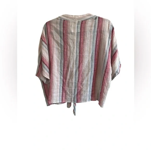 Rails Thea Tropic Stripe Multicolor Tie Front Top / Size L / Coastal Chic - Picture 12 of 13